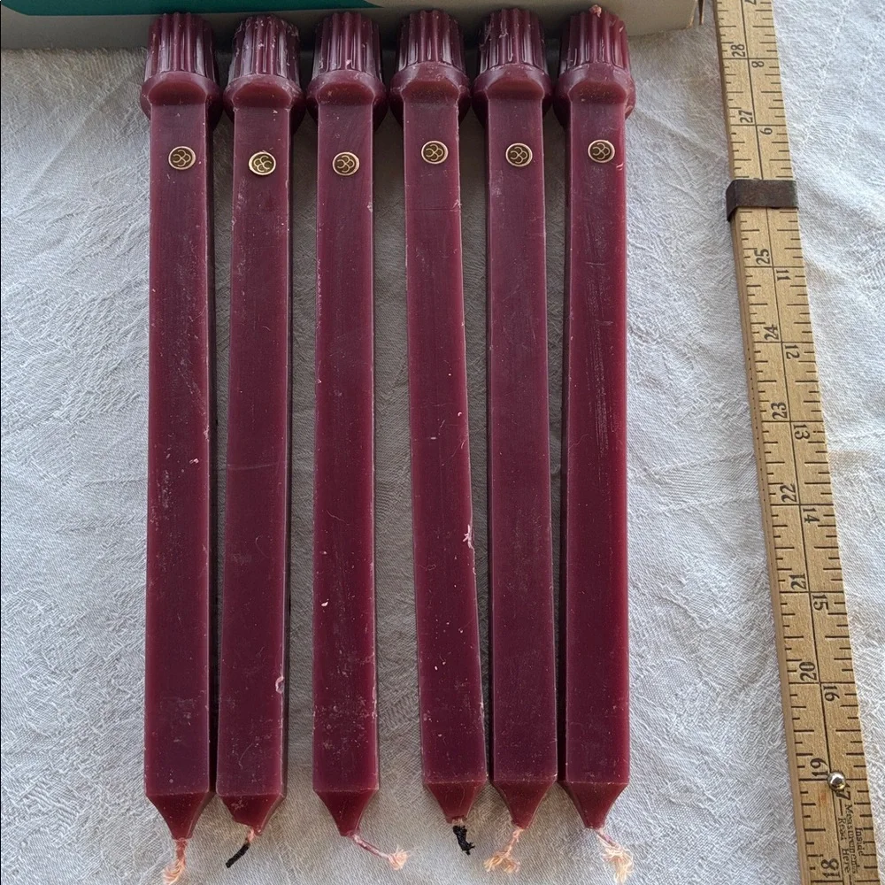 PartyLite 10" Maroon Unscented Dinner Candles 6 Pack Square USA MULBERRY Vintage - Picture 6 of 10